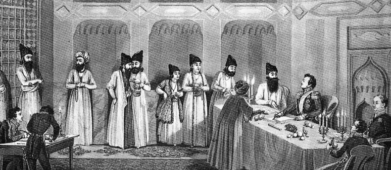 Подписание Туркманчайского договора. (Художник В. Мошков)